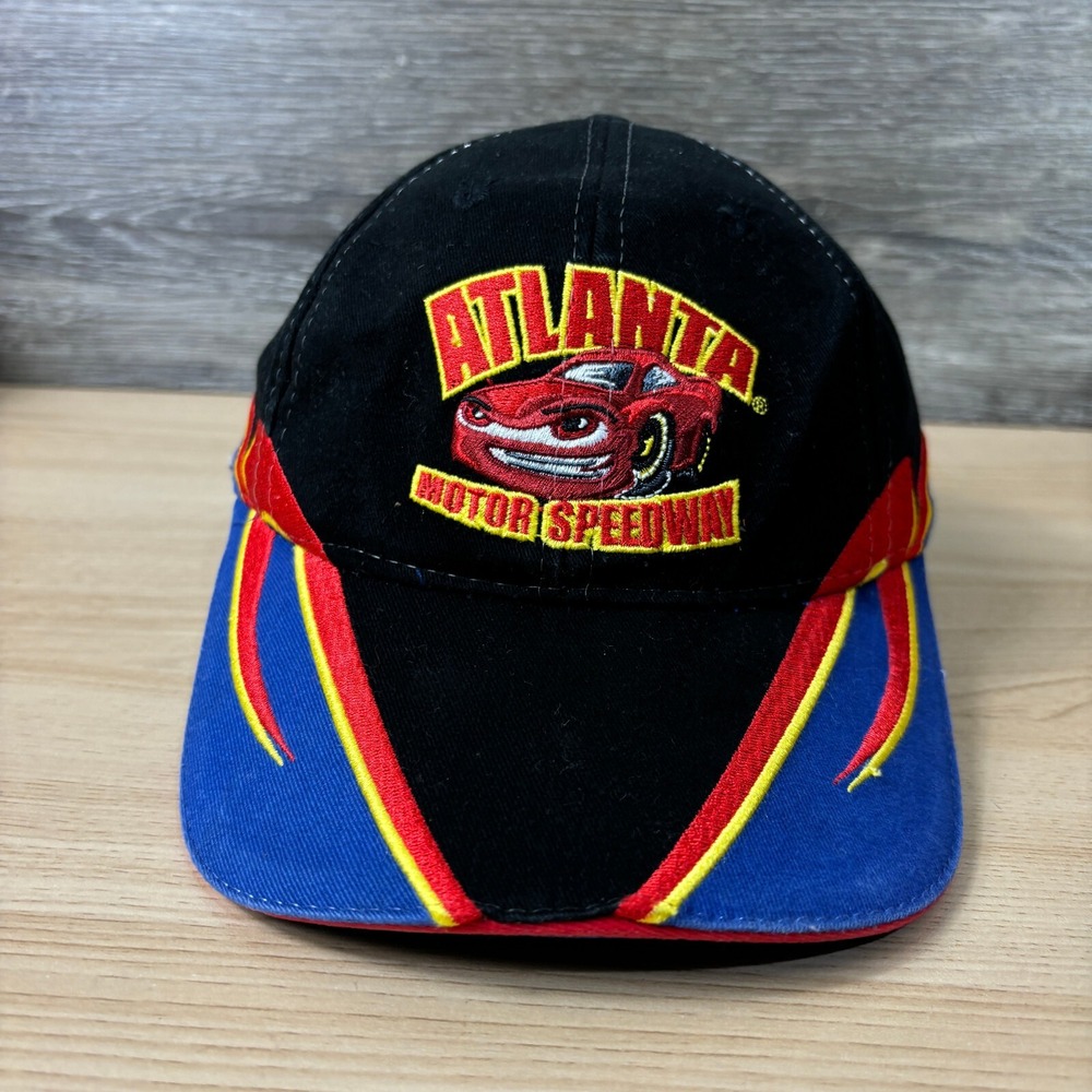 Vintage Atlanta Motor Speedway Hat Cap Strap Back Youth Black Adjustable‎